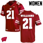 Women's Wisconsin Badgers NCAA #18 Caesar Williams Red Authentic Under Armour Stitched College Football Jersey EK31X60OC